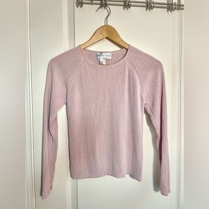 August Silk Women’s Light Pink Ribbed Long Sleeve 100% Silk Top Size S
